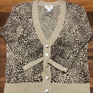 Talbots Cheetah Print 3/4 Sleeve Cardigan